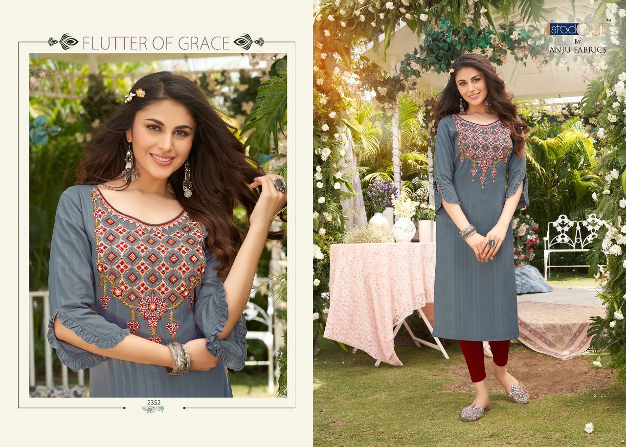 Crazy Vol 3 By AF Viscose Rayon Embroidery Kurtis Wholesale Clothing Suppliers In India